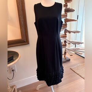 J. Crew Black Midi Dress with Ruffle Hem